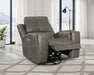CoasterEveryday Brickston triple power swivel glider recliner in charcoal upholstery