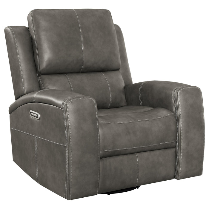 Brickston triple power swivel glider recliner in charcoal by CoasterEveryday