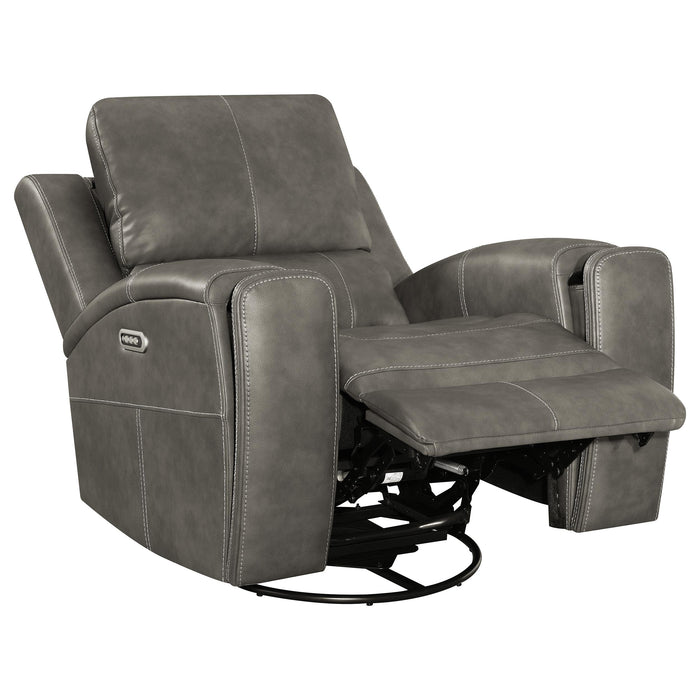 Brickston triple power swivel glider recliner in charcoal by CoasterEveryday