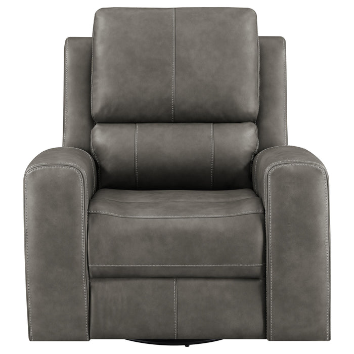 Brickston triple power swivel glider recliner in charcoal by CoasterEveryday