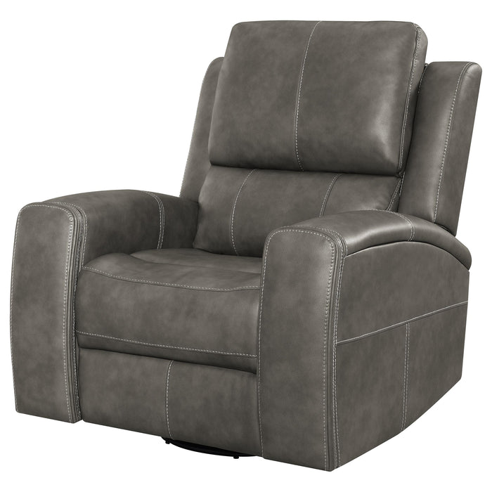 Brickston Triple Power Swivel Glider Recliner in charcoal by CoasterEveryday