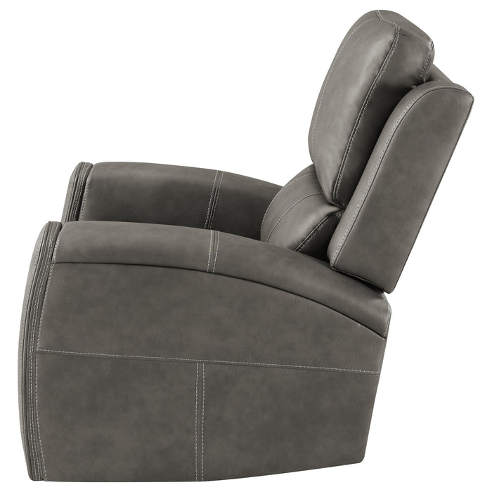 Charcoal Brickston triple power swivel glider recliner by CoasterEveryday