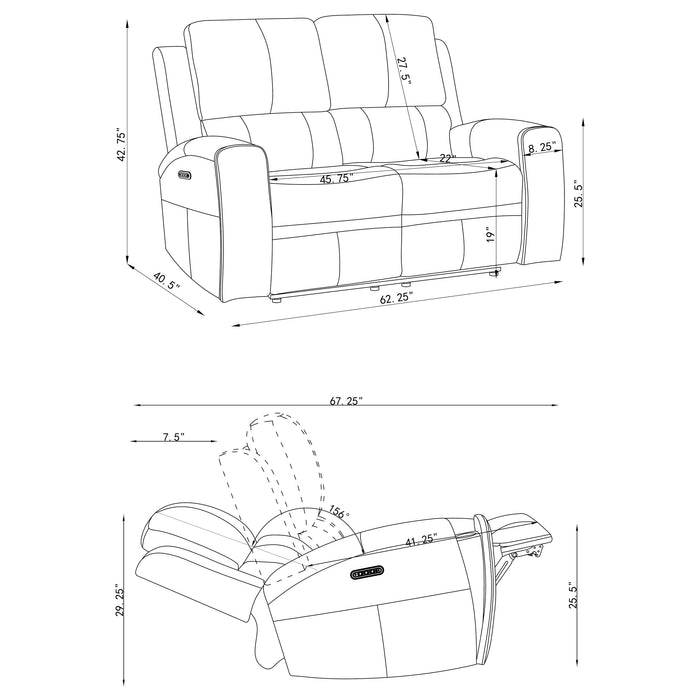 Brickston Triple Power Reclining Loveseat Grey