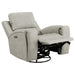 Brickston Triple Power Swivel Glider Recliner in mushroom by CoasterEveryday showing padded upholstery and reclining design