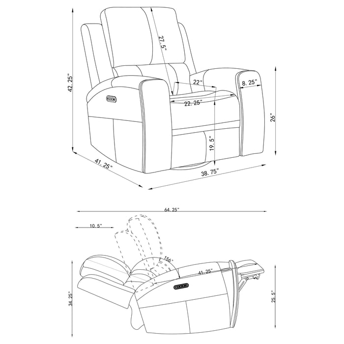 Brickston Triple Power Swivel Glider Recliner Mushroom
