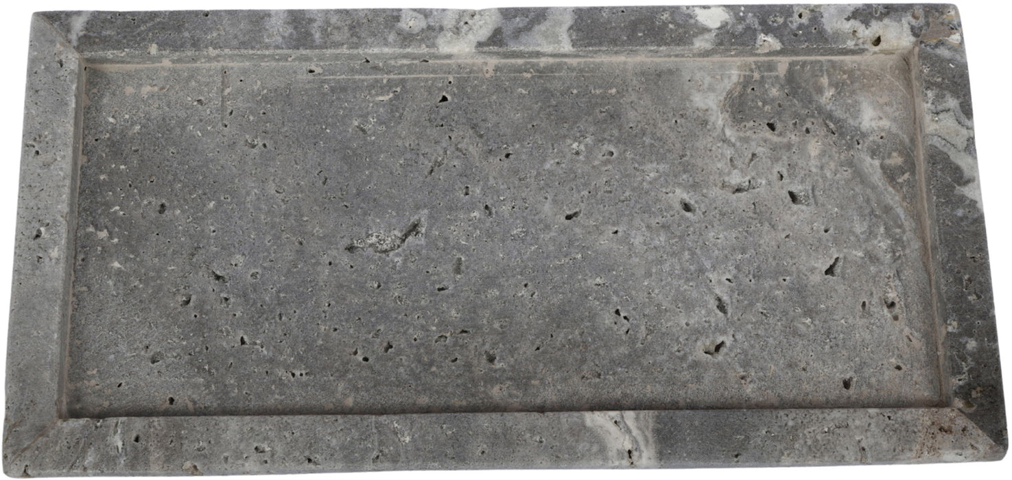 Meridian Furniture Nolan genuine travertine tray with sleek rectangular design and natural stone finish, ideal for stylish home organization.