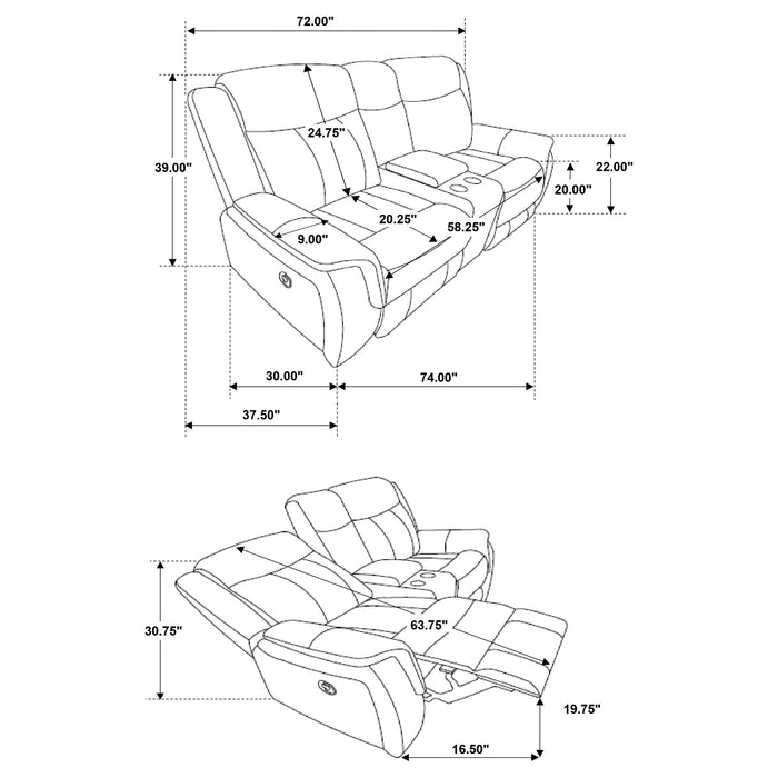 Lawrence 2-piece Upholstered Reclining Sofa Set Charcoal