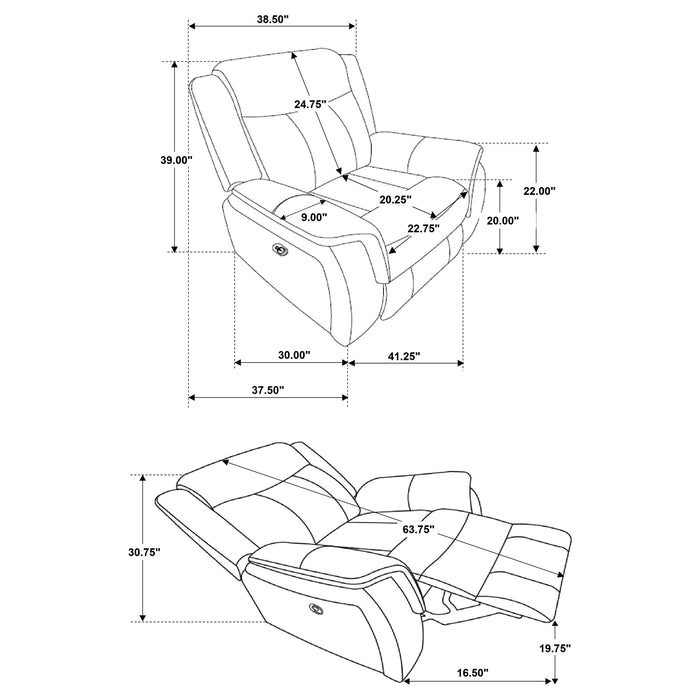 Lawrence Upholstered Padded Arm Glider Recliner Charcoal