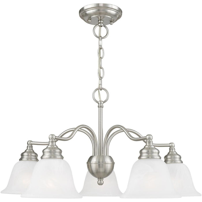 13'' Five Light Dimmable Chandelier With Shades - Nickel