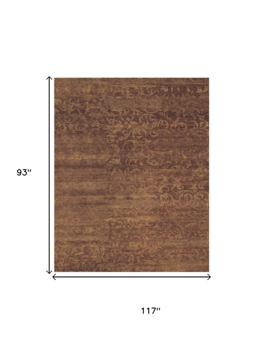 8' X 10' Wool Floral Hand Knotted Area Rug (744228) - Brown / Red