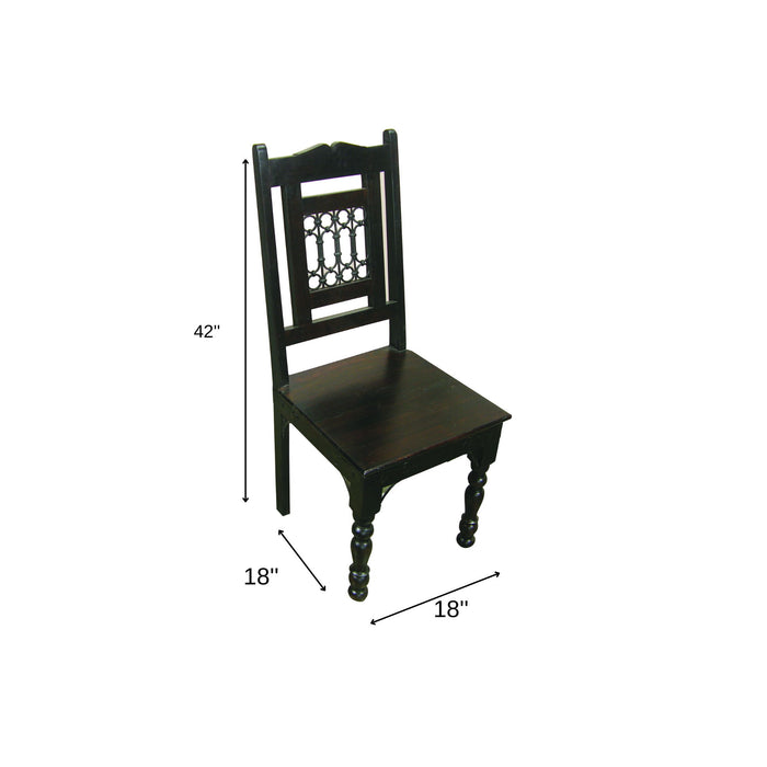 Metal And Wood Slat Back Dining Side Chair - Dark Brown
