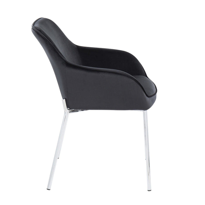 Daniella - Dining Chair (Set of 2) - Chrome Steel And Black Velvet