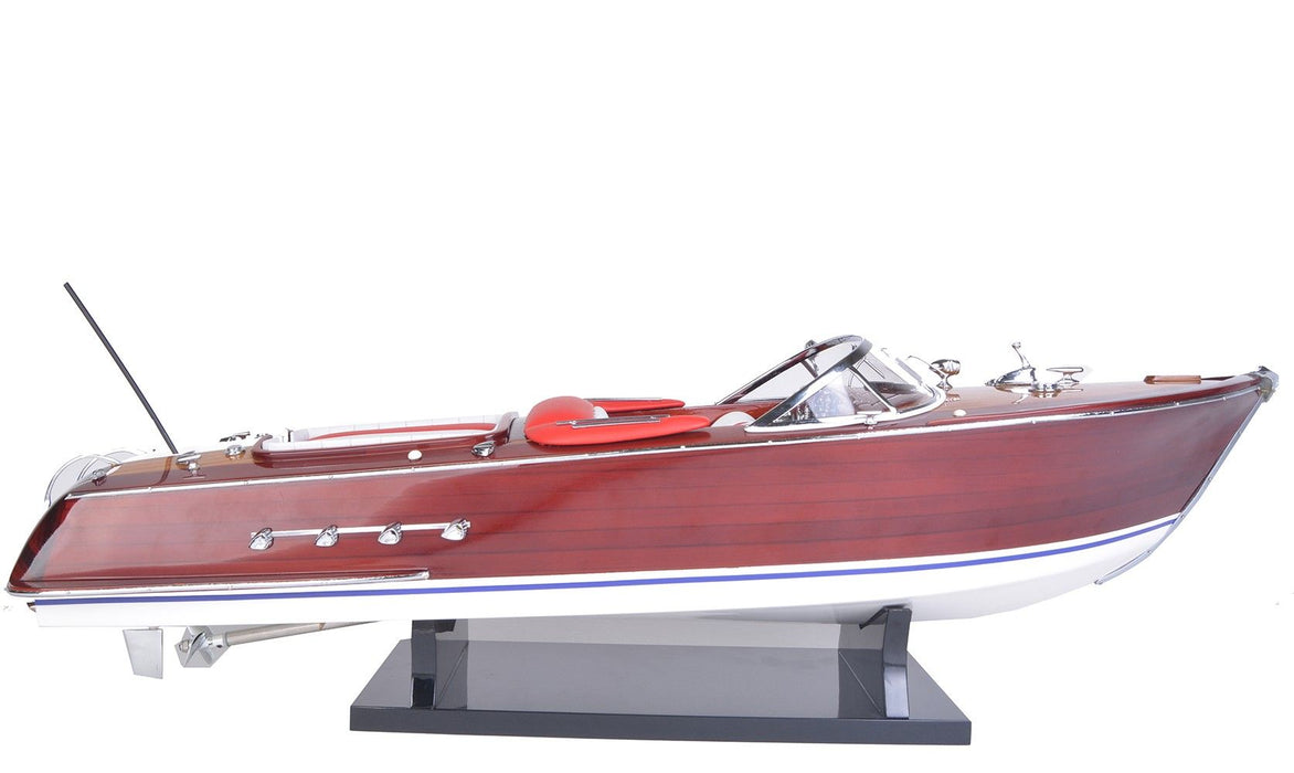 Hand Painted Boat Sculpture - Brown / White