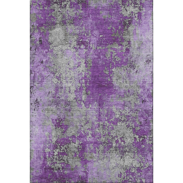 10' X 14' Abstract Washable Area Rug With UV Protection (701473) - Purple / Gray