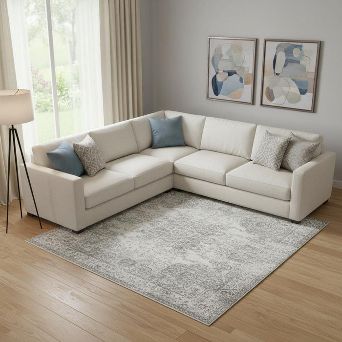 10' X 14' Abstract Washable Area Rug With UV Protection (705533) - Gray / Ivory