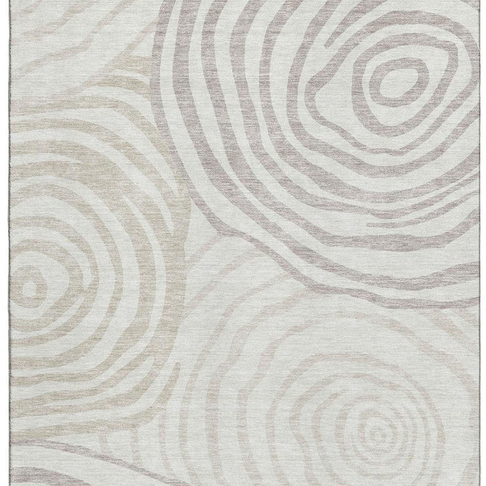 10' X 14' Khaki Abstract Washable Area Rug With UV Protection - Ivory