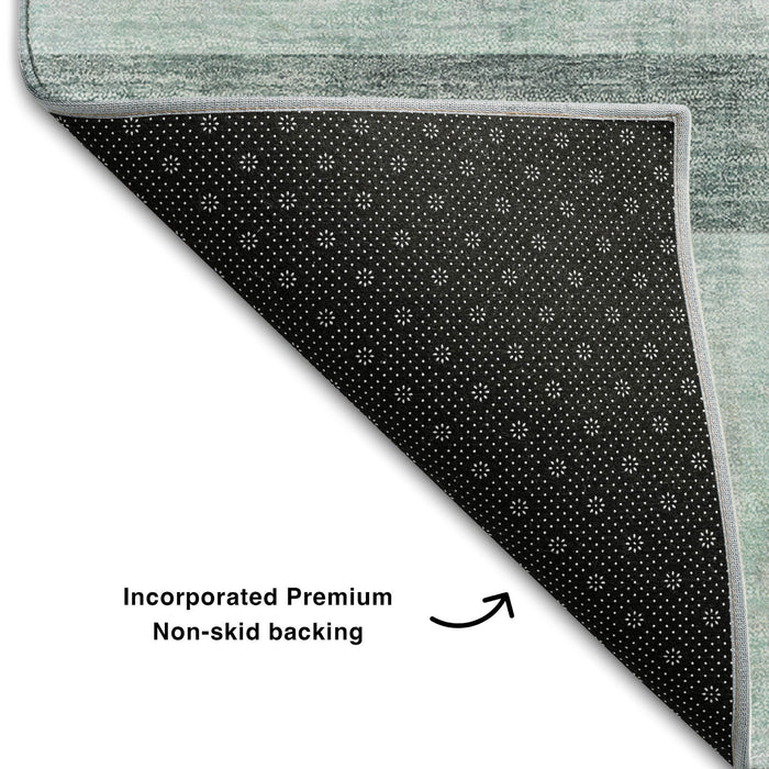 8' X 10' Abstract Washable Area Rug With UV Protection (649658) - Teal / Ivory