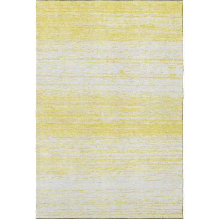 10' X 14' Striped Washable Area Rug With UV Protection (668205) - Yellow / Ivory