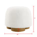 Giga round soft teddy fabric upholstered ottoman stool with metal accents, cozy and stylish home decor accessory.