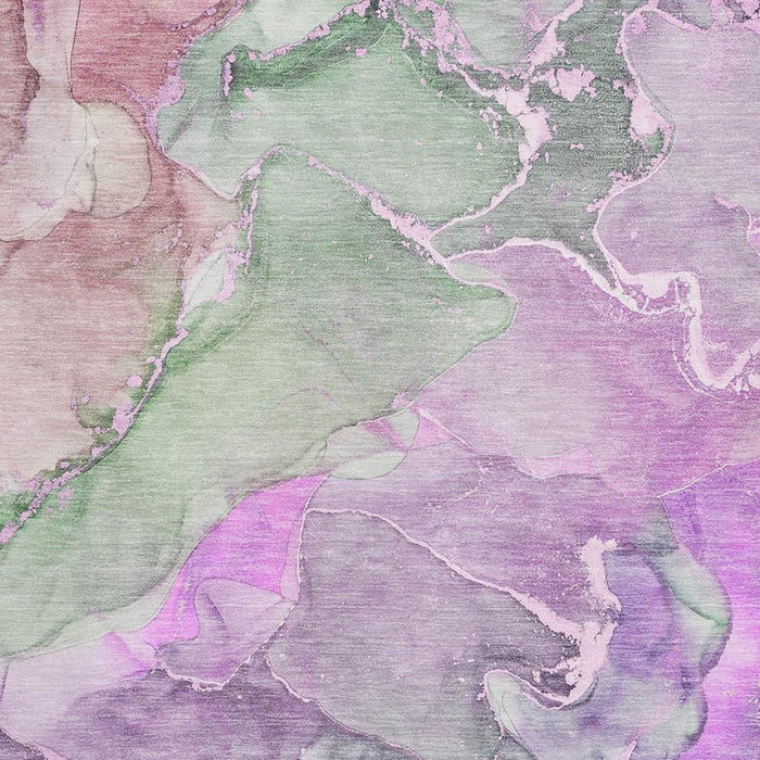 9' X 12' Abstract Washable Area Rug With UV Protection (646499) - Purple / Green / Pink