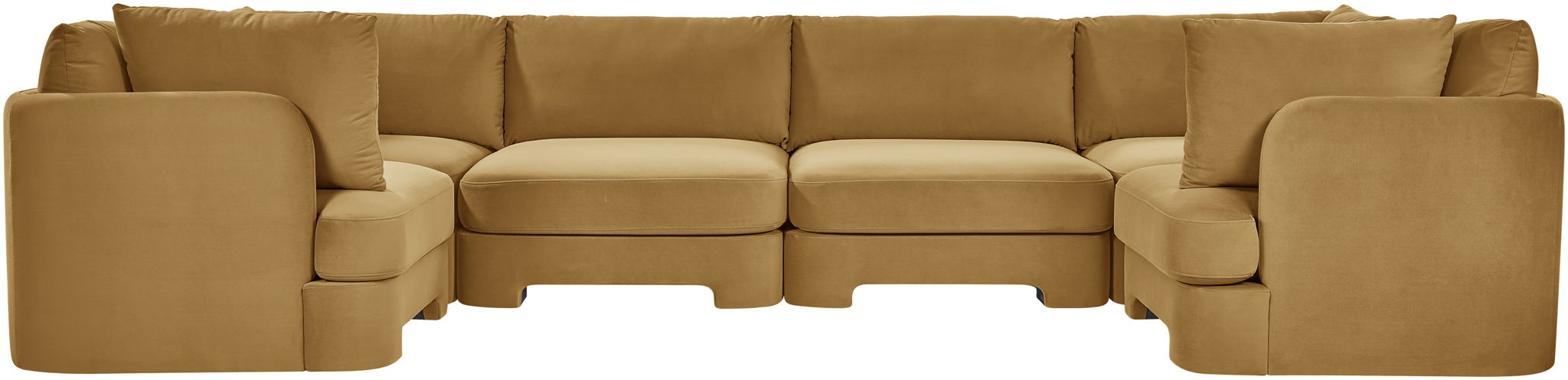 Meridian Furniture Hammond velvet performance fabric 6-piece U-shaped sectional sofa with plush upholstery and modern design.