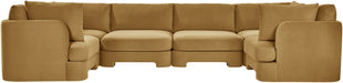 Meridian Furniture Hammond velvet performance fabric 6-piece U-shaped sectional sofa with plush upholstery and modern design.