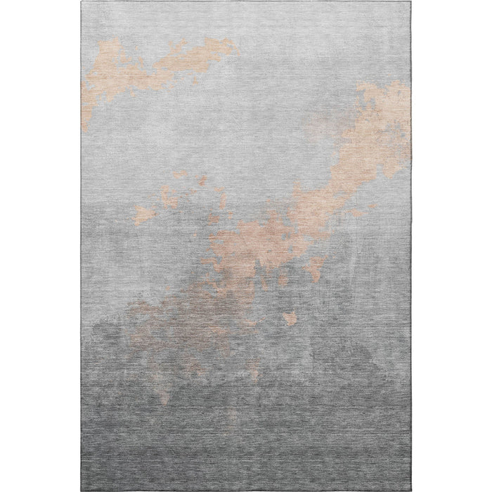 10' X 14' Abstract Washable Area Rug With UV Protection (706727) - Peach / Gray