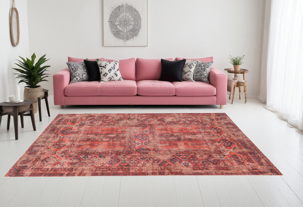 9' x 12' Oriental Non Skid Area Rug - Red