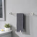 Giga stainless steel bathroom organization set with towel bar, toilet paper holder, ring, and hook in brushed nickel finish