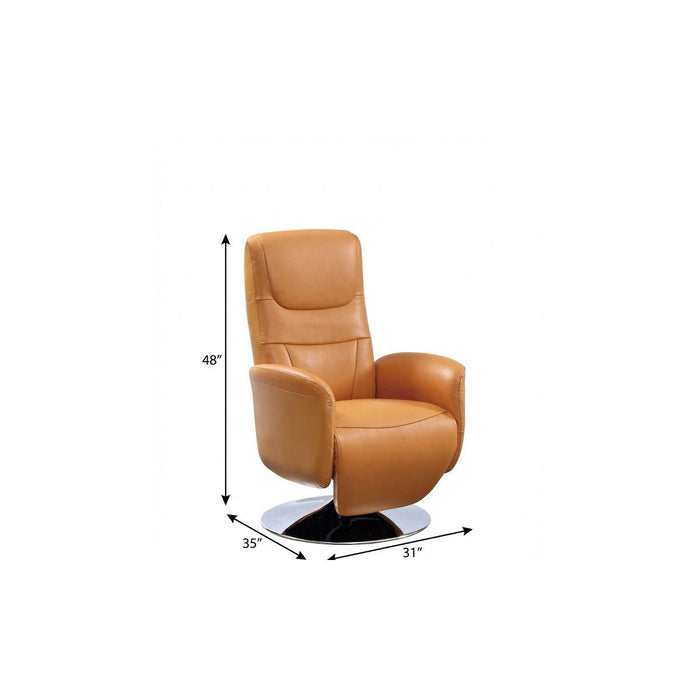 Tufted Genuine Leather Power Swivel Recliner (730552) - Burnt Umber