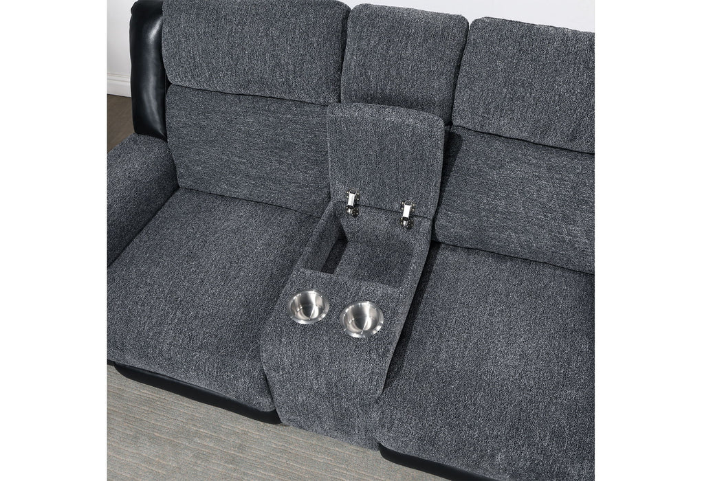 U5914/U5915 - Reclining Sofa And Console Reclining Loveseat With Immersive Sound And Blue LED - Black / Gray
