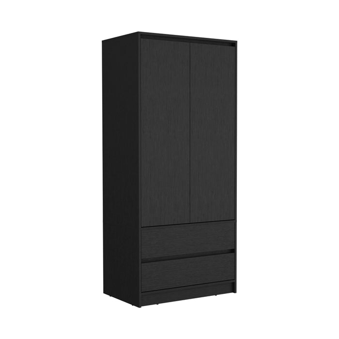 71" Transitional Wood Two Door Two Drawer Combo Dresser - Black