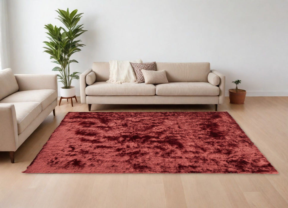 8' x 10' Shag Hand Tufted Area Rug - Red