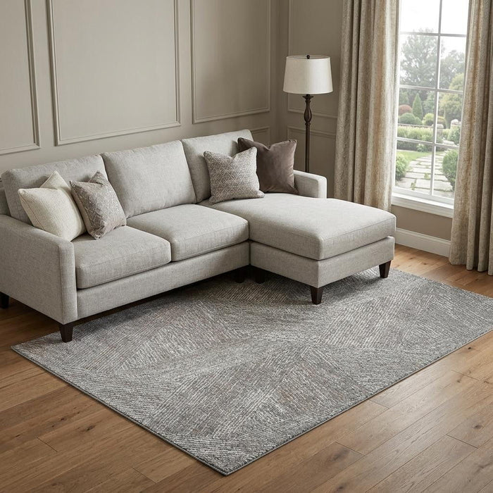 10' X 14' Abstract Washable Area Rug With UV Protection (678161) - Gray / Silver