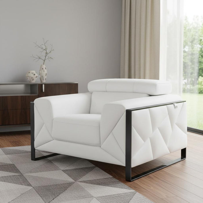 Mod Winter Leather And Chrome Deco Accent Chair - White