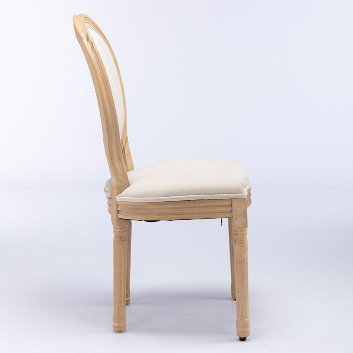Set of 2 Giga French-style solid wood frame antique dining chairs with fabric-backed upholstered seats, showcasing elegant craftsmanship.