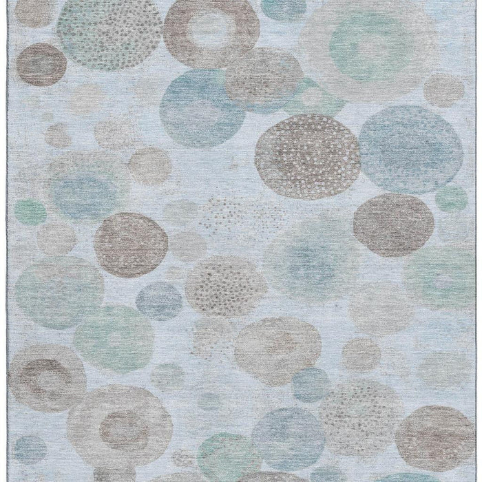 10' X 14' Geometric Washable Area Rug With UV Protection (707335) - Sky Blue / Beige / Brown