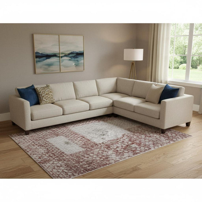 10' X 14' Abstract Washable Area Rug With UV Protection (714793) - Pink / Ivory