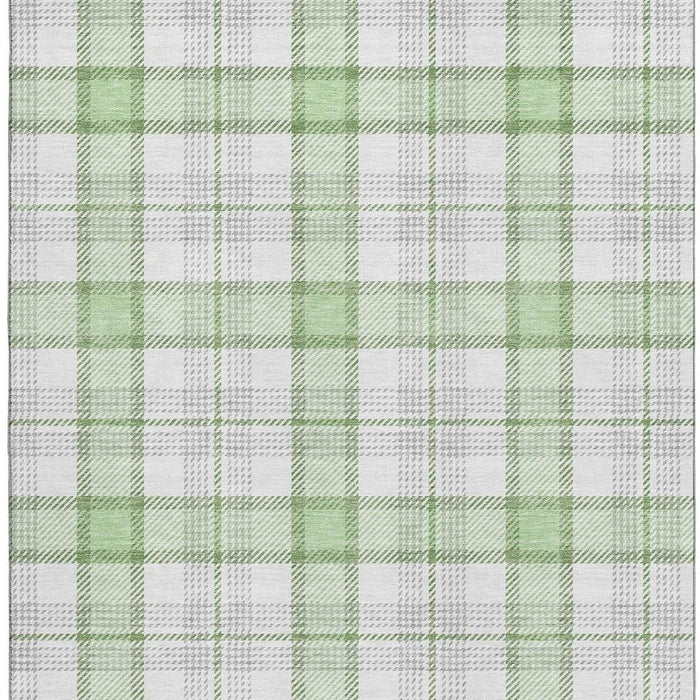 10' X 14' Plaid Washable Area Rug With UV Protection (682493) - Mint Green / Ivory / Gray