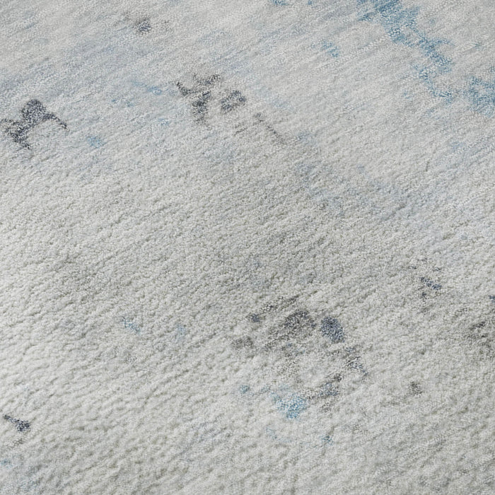 10' X 14' Abstract Washable Area Rug With UV Protection (700235) - Sky Blue / Ivory / Gray