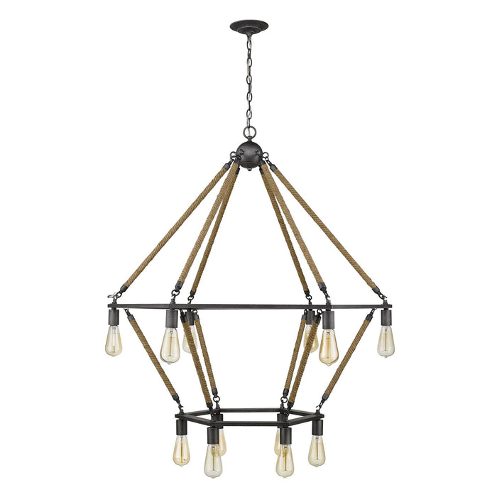 Twelve Light Metal Dimmable Chandelier - Brown / Black