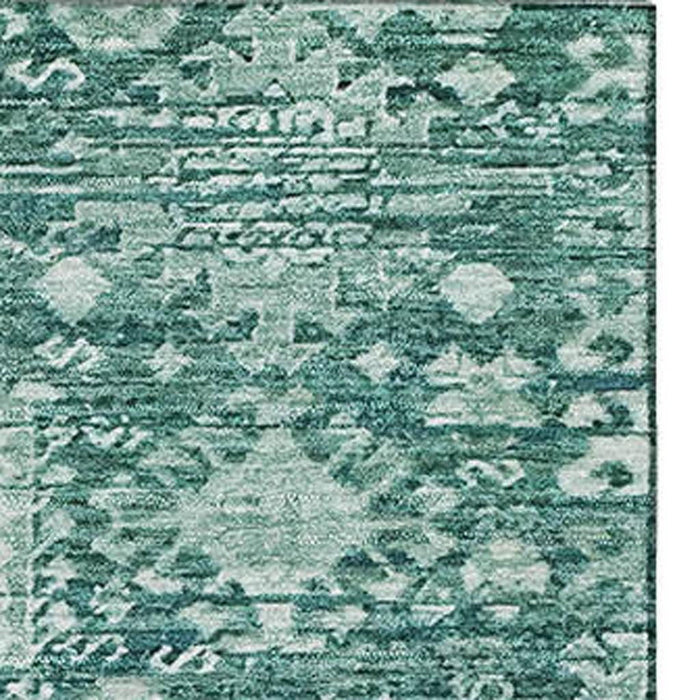 10' X 14' Oriental Washable Area Rug With UV Protection (700871) - Teal / Ivory