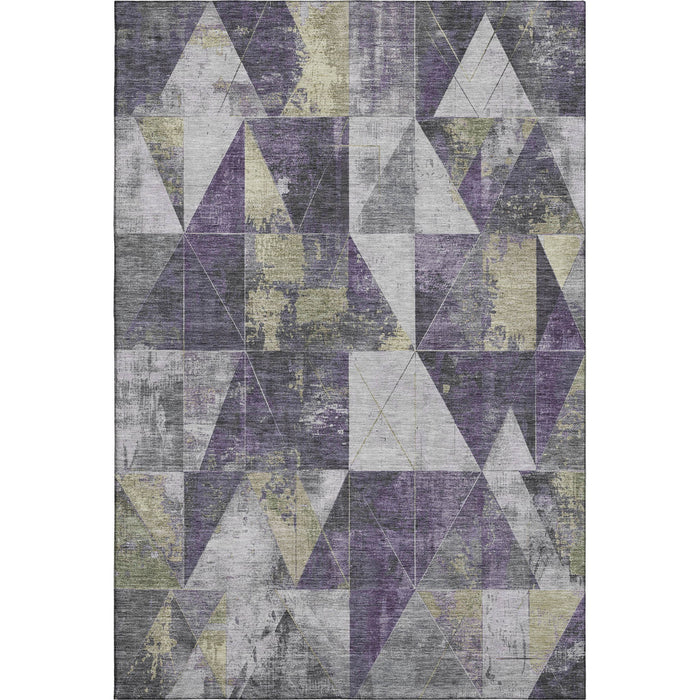 10' X 14' Geometric Washable Area Rug With UV Protection (706993) - Purple / Beige