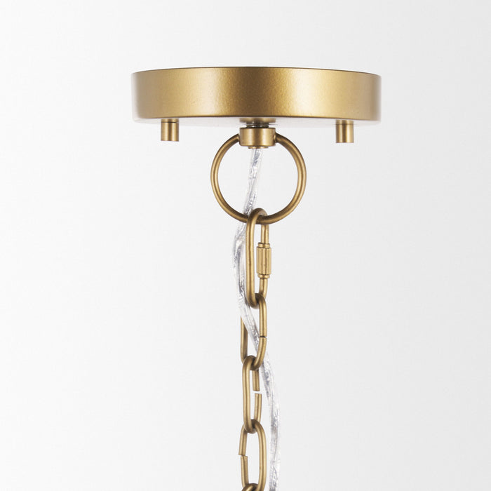 Four Light Rattan Dimmable Chandelier With Shades (731406) - Gold