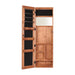 Giga jewelry armoire organizer with full-length mirror, wall-mounted lockable cabinet, LED light, and organized jewelry compartments.
