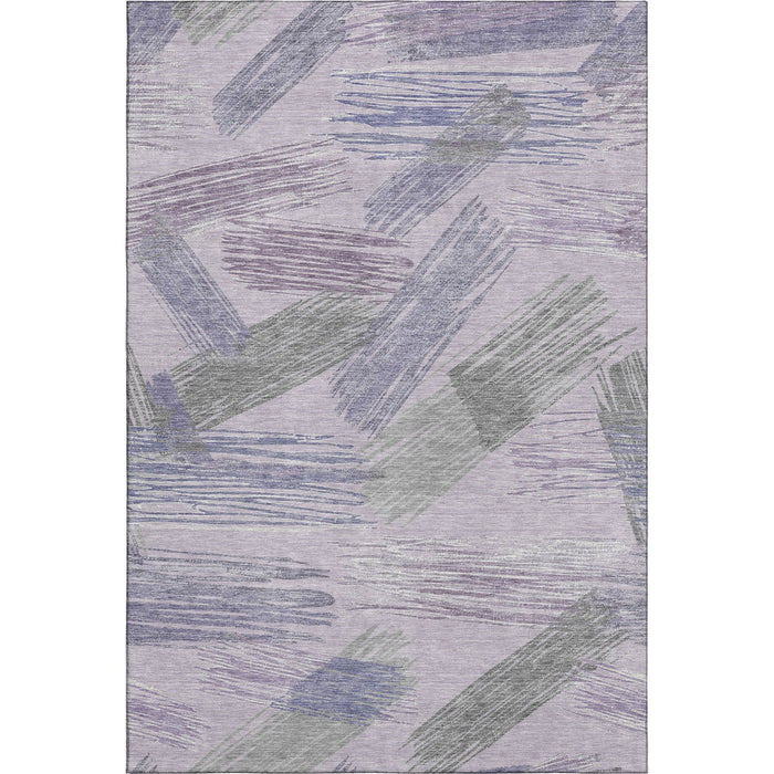 10' X 14' Striped Washable Area Rug With UV Protection (697488) - Lavender / Green / Ivory
