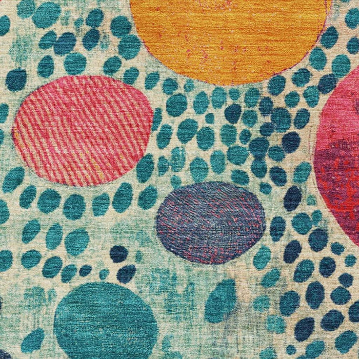 10' X 14' Geometric Washable Area Rug With UV Protection (707287) - Teal / Pink / Orange