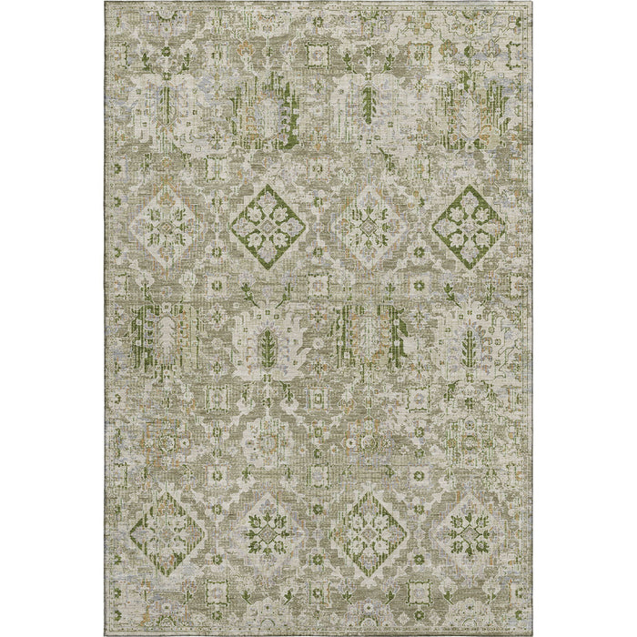 10' X 14' Oriental Washable Area Rug With UV Protection (710532) - Fern Green / Beige