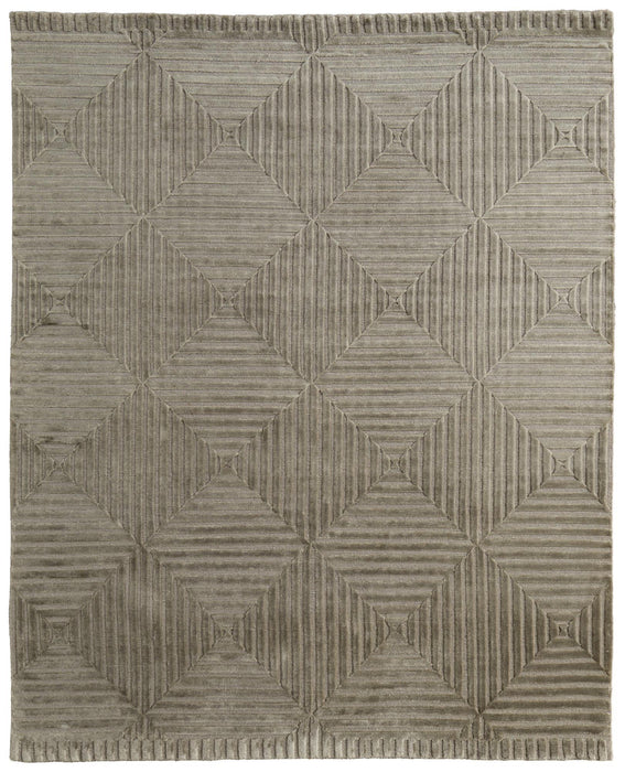 8' X 10' Wool Geometric Hand Knotted Area Rug (744234) - Green / Taupe / Blue