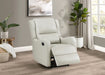 Ivory Kelsey upholstered English arm recliner chair by CoasterEveryday, showcasing plush fabric and classic design for comfortable seating.